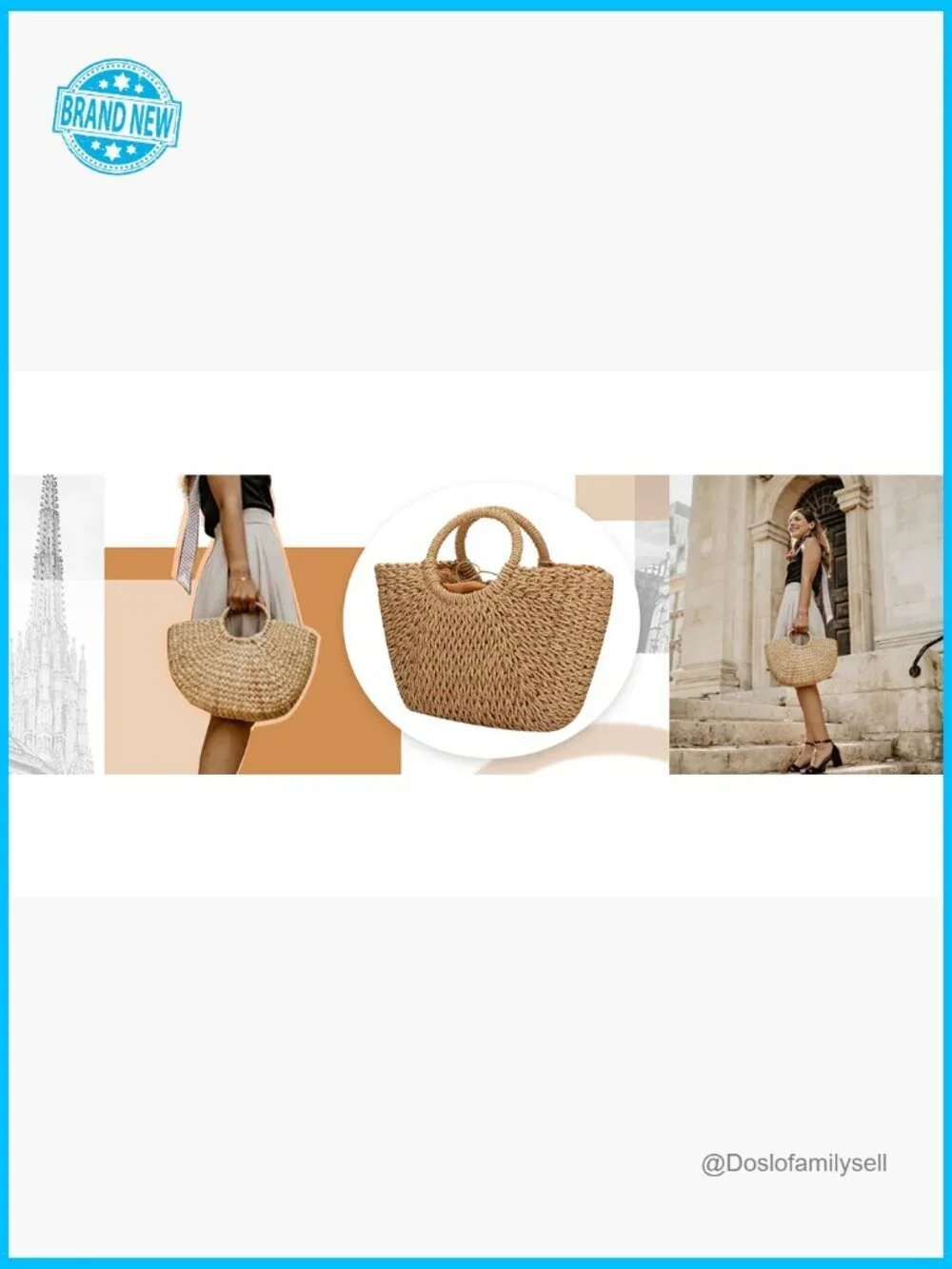 Natural Straw Handwoven Beach Hobo Tote Bag Large Capacity Travel Shoulder